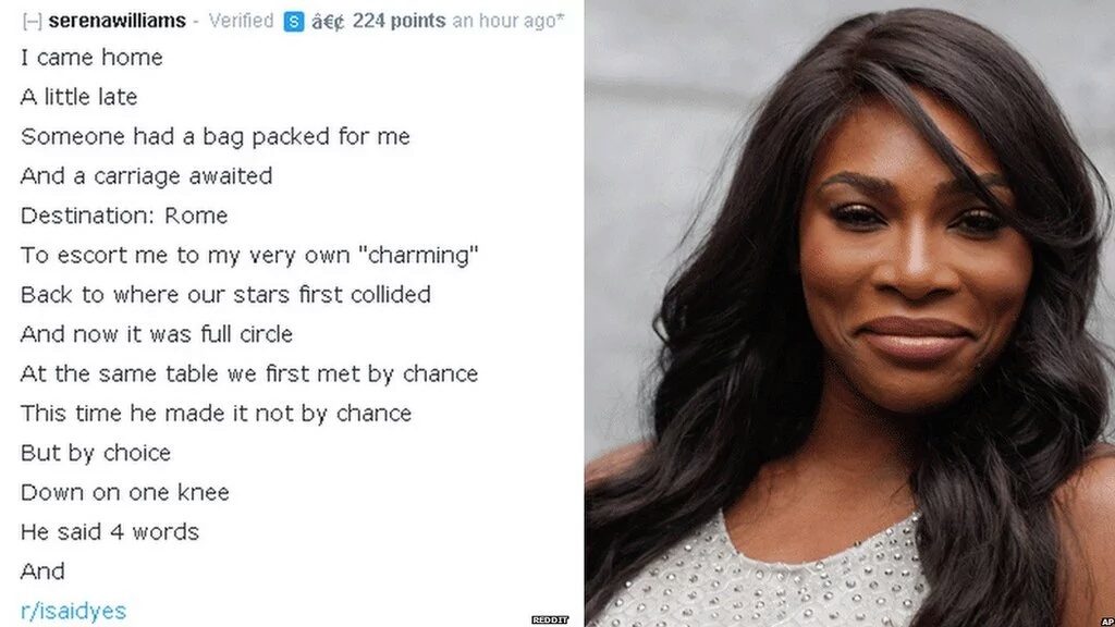Serena Williams announces her engagement with Reddit Co-founder, Alexis Oha...