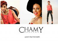 Top models Kiane and Olga front Chamy perfume luxury Sparkle release
