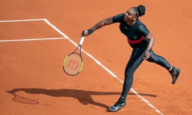 Serena Williams in a black catsuit