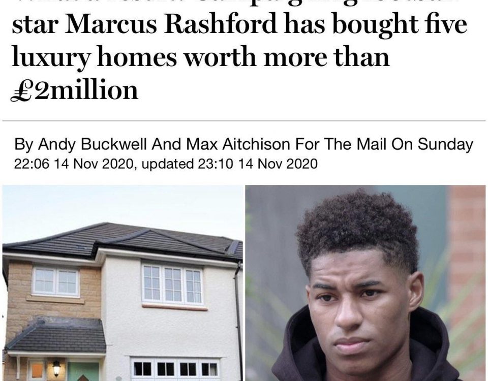 Ridiculous Daily Mail attack on Marcus Rashford For Investing In Property After Campaigning For Government To Feed Vulnerable Kids.