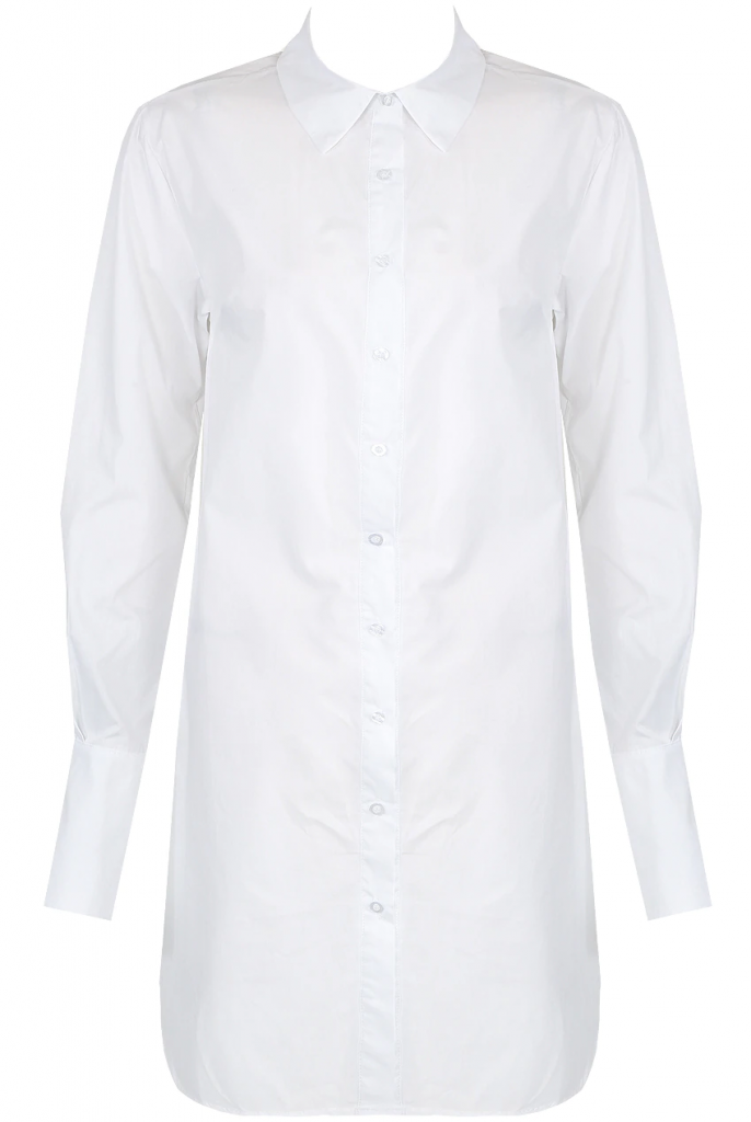 White shirt dress with peplum cuff. Udara Fashion Online.