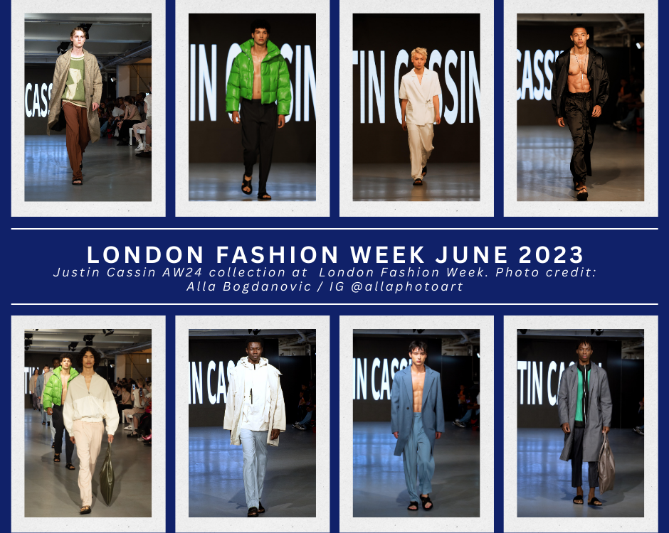 Justin Cassin showcases AW24 collection at London Fashion Week. Photo credit: Alla Bogdanovic / IG @allaphotoart